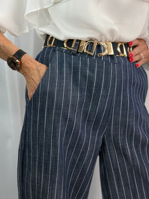 Santorini Cocoon Jeans in navy with white pin stripe