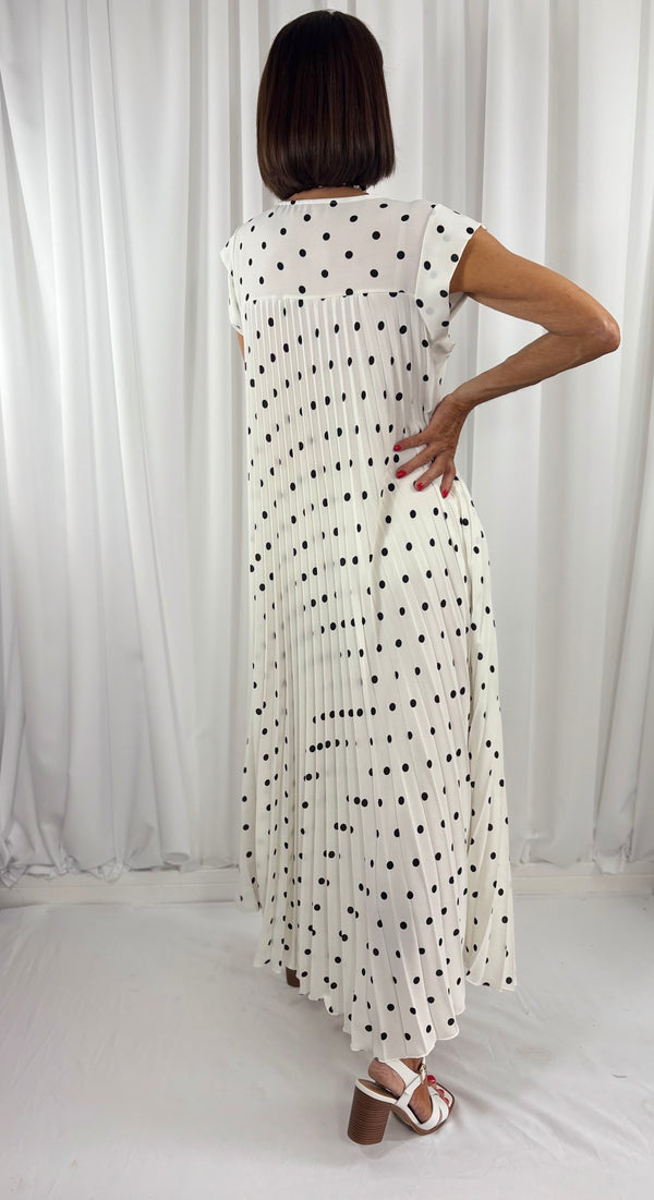 Milan dress in white with black spots
