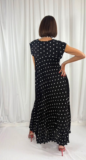Milan dress in black with white spots