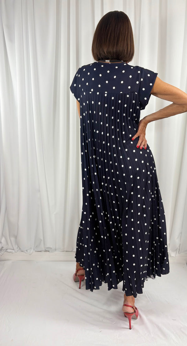 Milan dress in navy with white spots