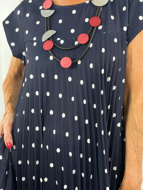 Milan dress in navy with white spots