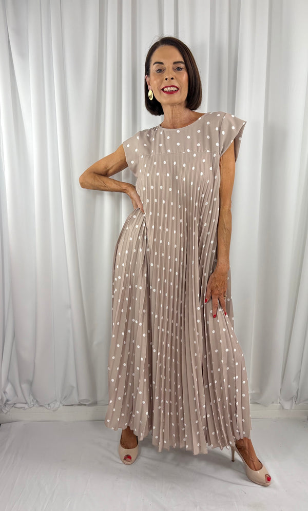 Milan dress in mocha with white spots