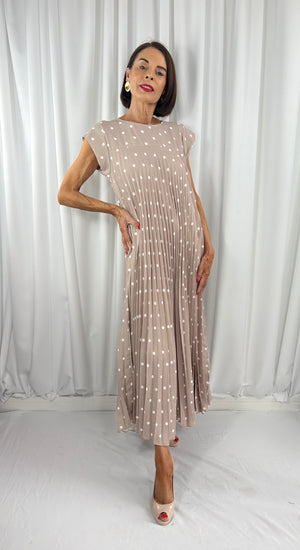 Milan dress in mocha with white spots
