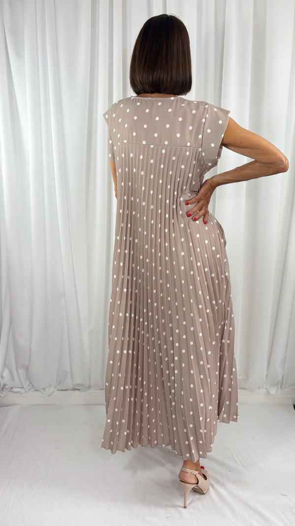 Milan dress in mocha with white spots