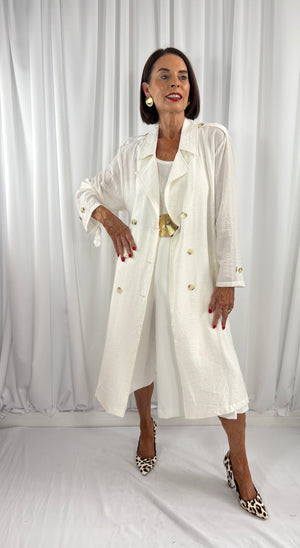 summer trench coat in white