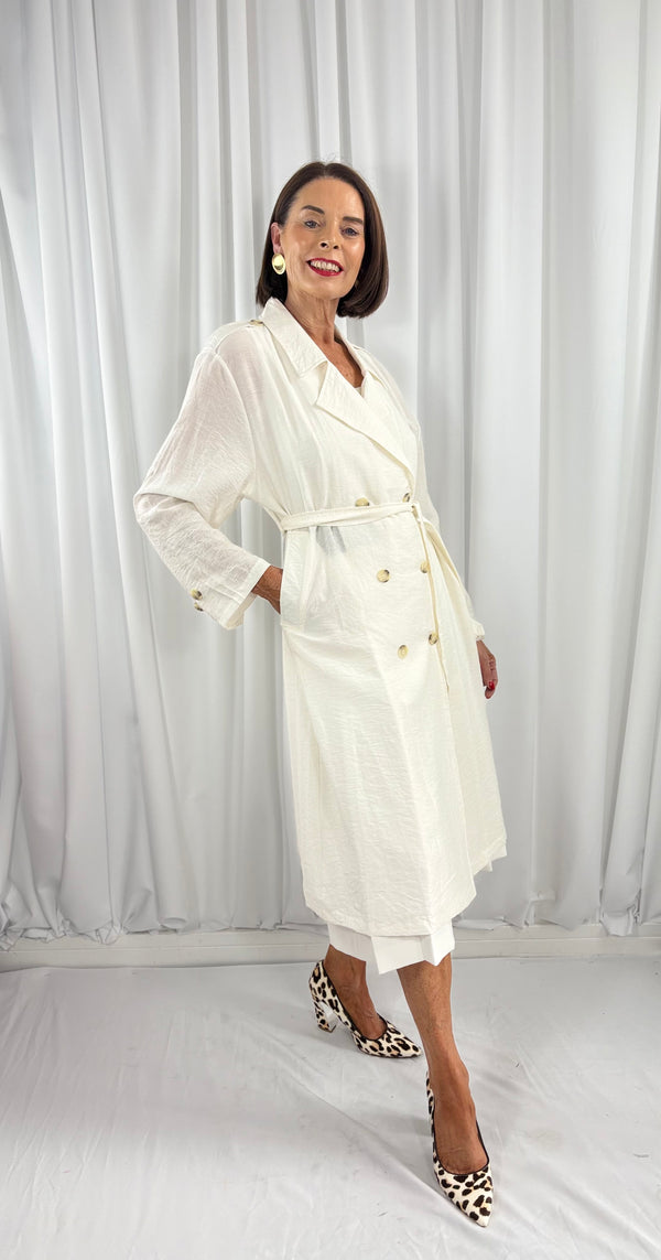 summer trench coat in white