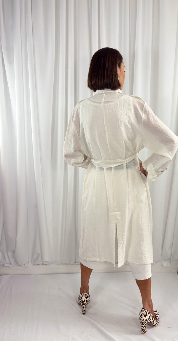 summer trench coat in white