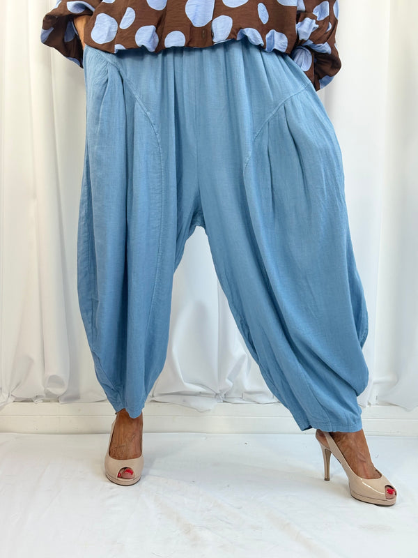 Enzo Linen Trouser in denim blue