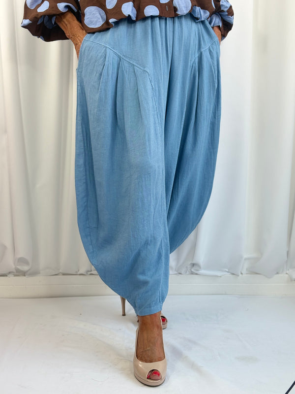 Enzo Linen Trouser in denim blue