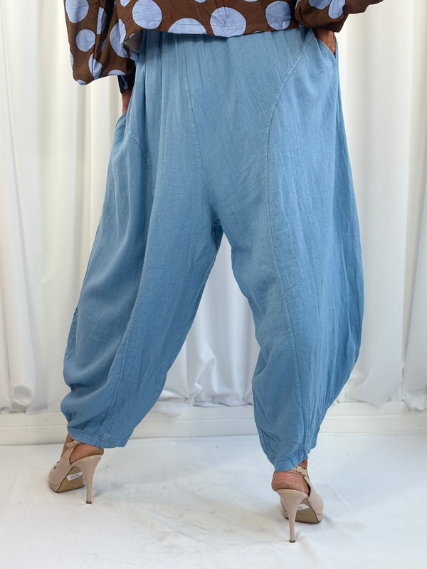 Enzo Linen Trouser in denim blue