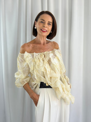 Burty ruffle top in lemon