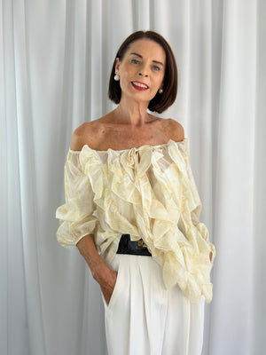 Burty ruffle top in lemon