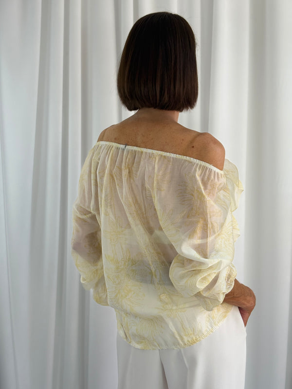 Burty ruffle top in lemon