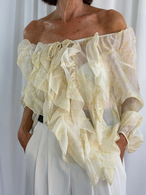 Burty ruffle top in lemon