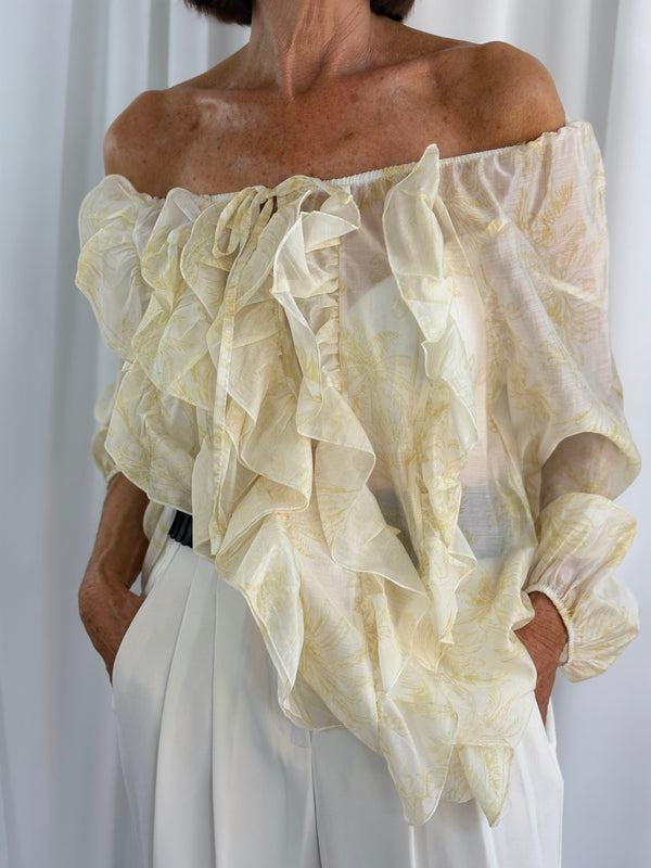 Burty ruffle top in lemon