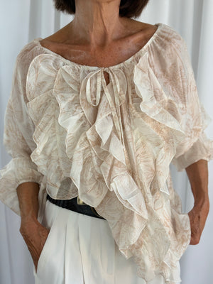 Burty ruffle top in beige