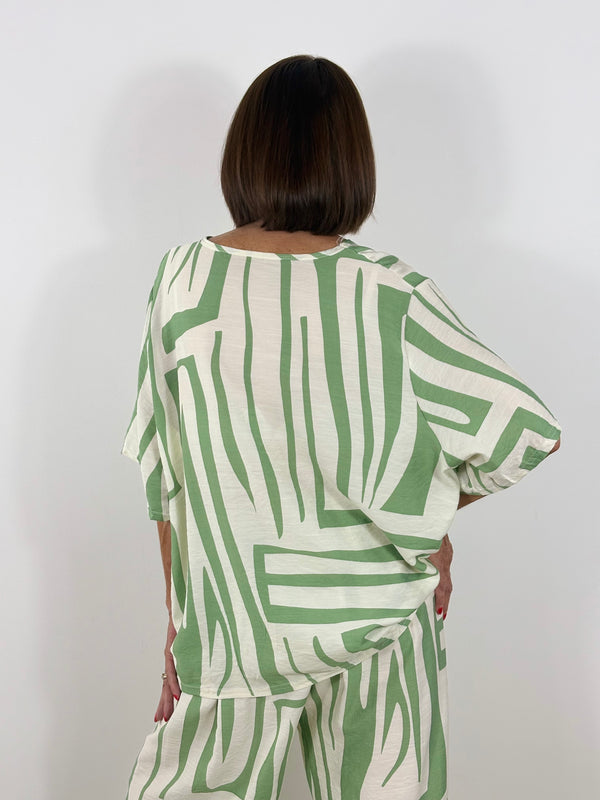 Catherine suit in sage and cream