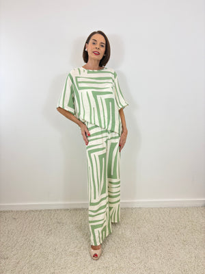 Catherine suit in sage and cream