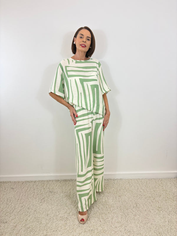 Catherine suit in sage and cream
