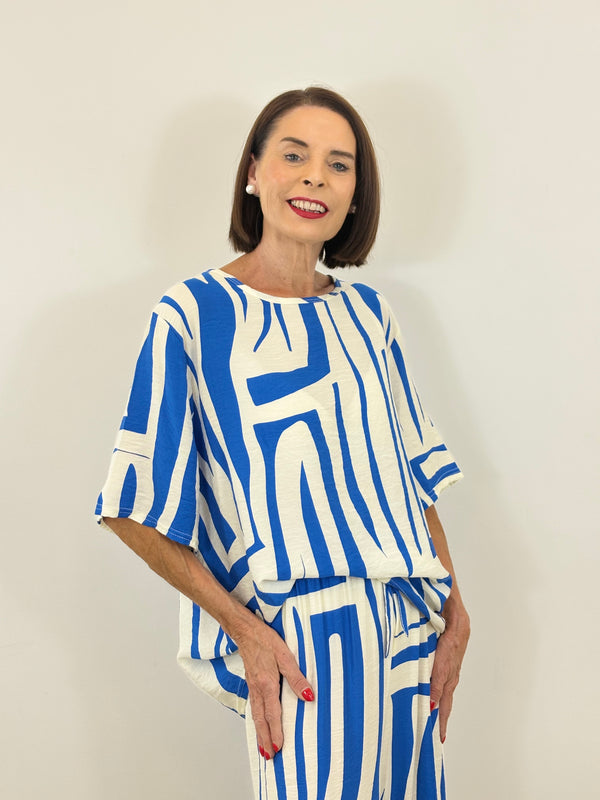 Catherine suit in royal blue and cream
