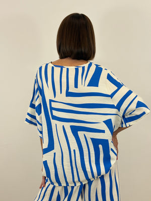 Catherine suit in royal blue and cream