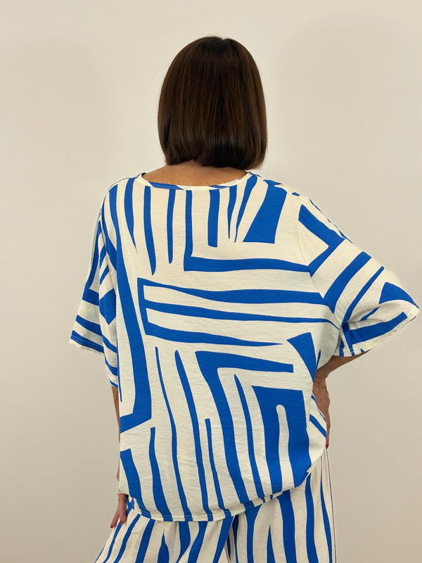 Catherine suit in royal blue and cream