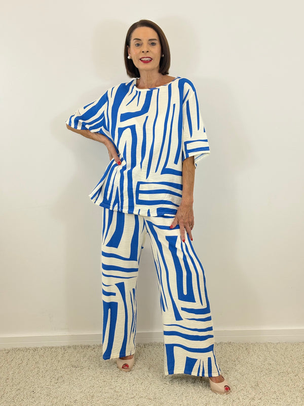 Catherine suit in royal blue and cream