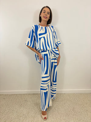 Catherine suit in royal blue and cream