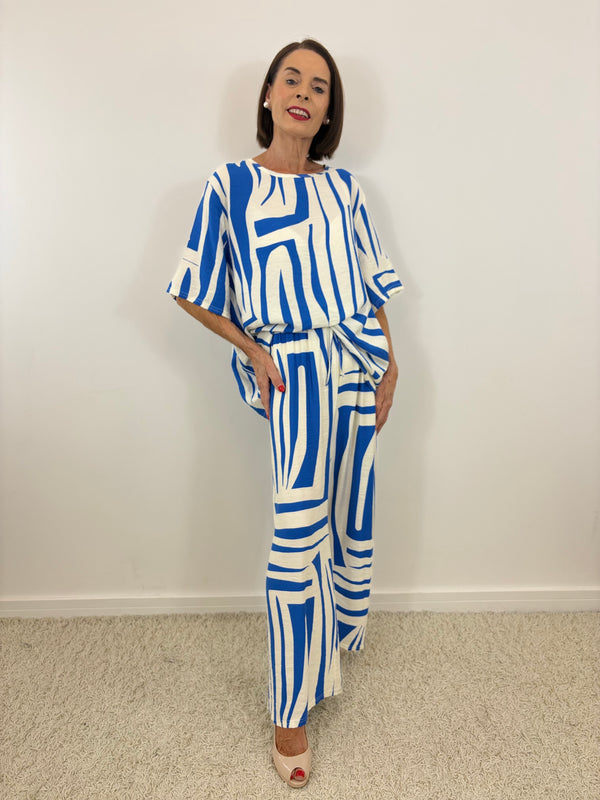 Catherine suit in royal blue and cream