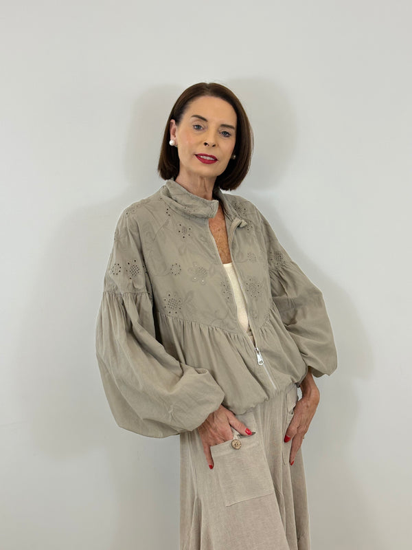 mccoy embroidery anglais jacket in mocha