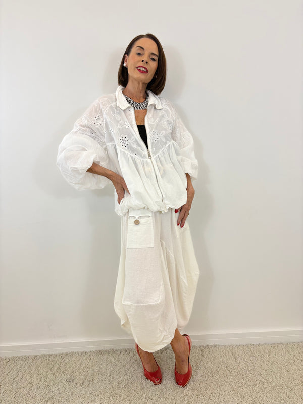 mccoy embroidery anglais jacket in white