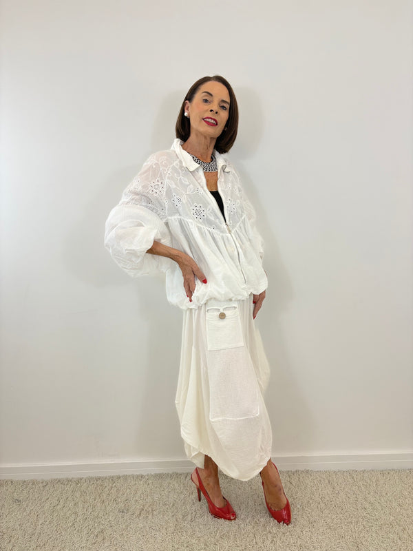 mccoy embroidery anglais jacket in white
