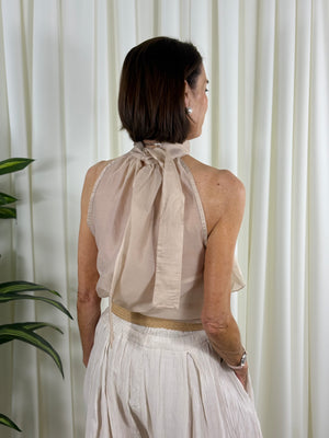 Whisper Ruffle top in champagne