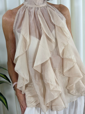 Whisper Ruffle top in champagne