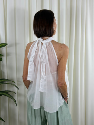 Whisper ruffle top in white