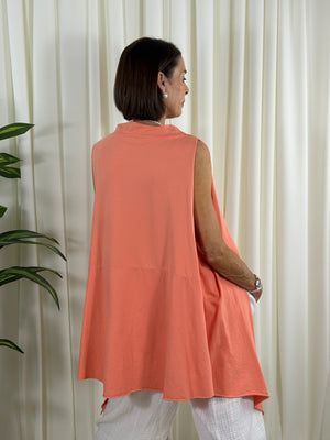 Elizabeth waterfall top in peach