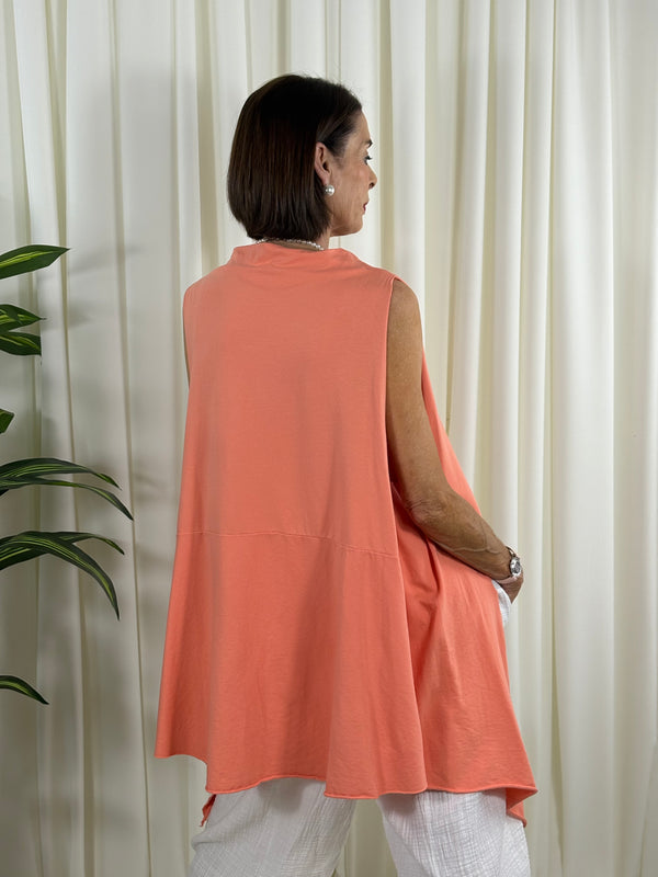 Elizabeth waterfall top in peach