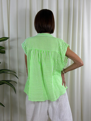 Jade stripe shirt in apple green
