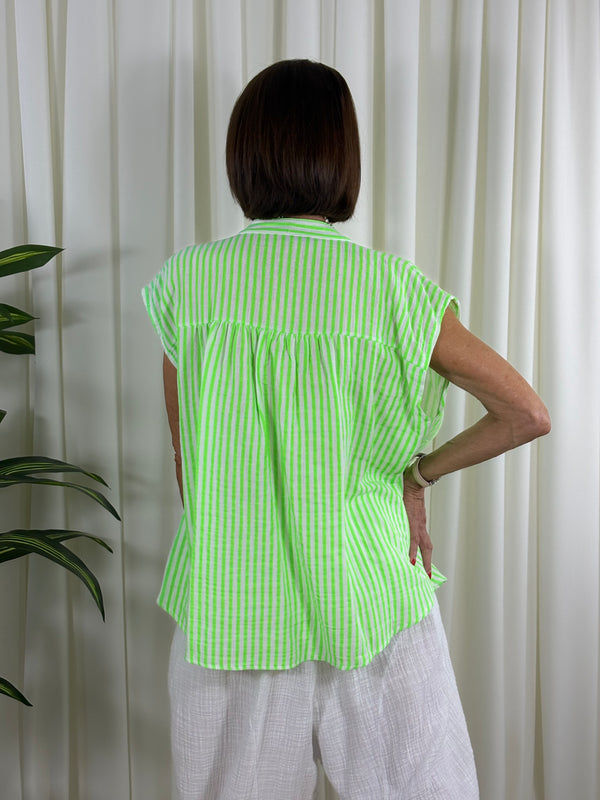 Jade stripe shirt in apple green