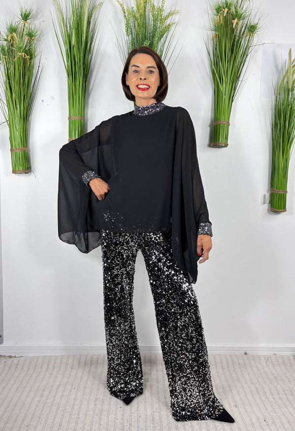 Monroe Waterfall top in black