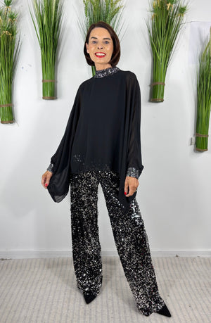 Monroe Waterfall top in black