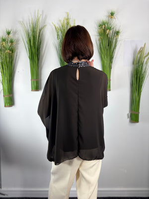 Monroe Waterfall top in chocolate