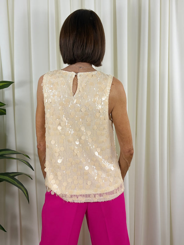 Lysa embellished top in oyster
