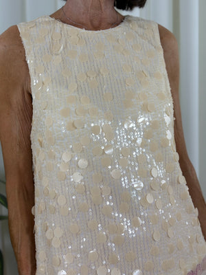 Lysa embellished top in oyster