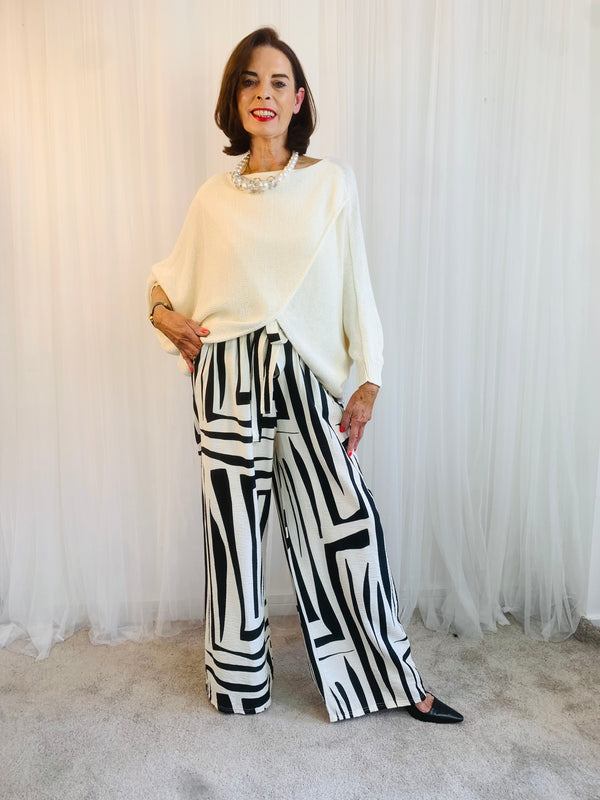 Tara Cross Knitwear Top in Beige