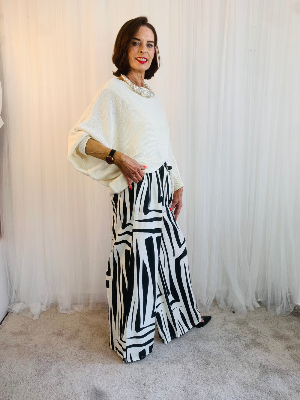 Ruby Palazzo Trouser black/cream