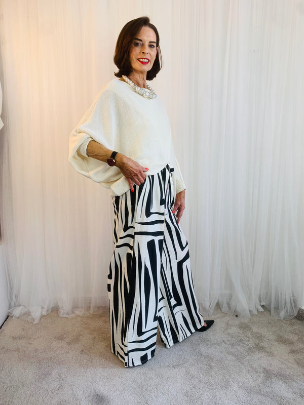 Ruby Palazzo Trouser black/cream