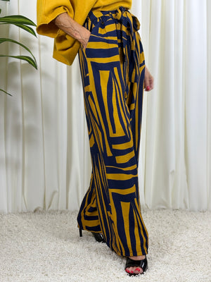 Ruby Palazzo Trouser in mustard and navy