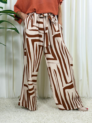 Ruby Palazzo Trouser in brown and beige