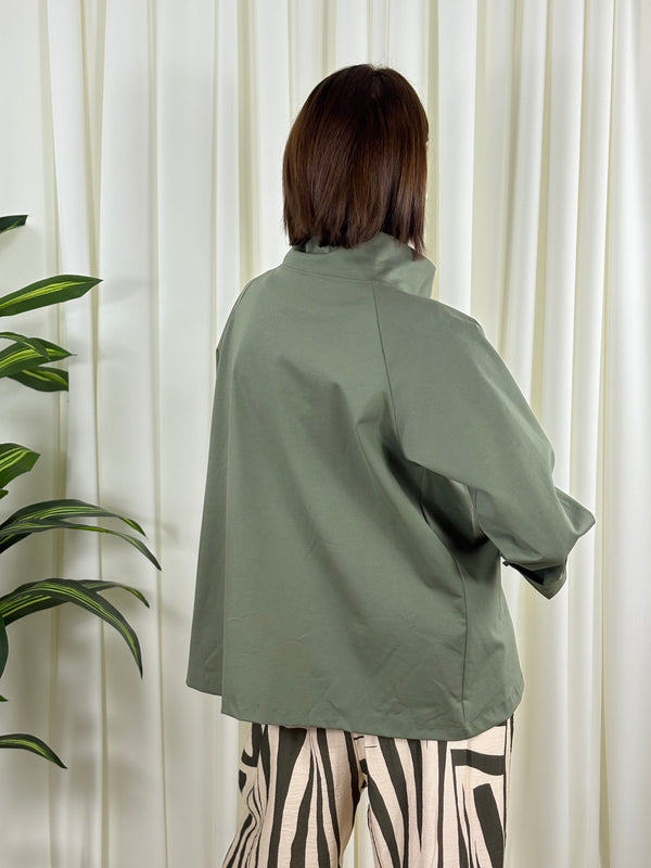 Oporto quirky asymetric jacket in sage